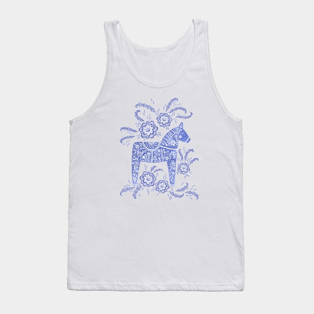 Swedish Dala Horse Blue Tank Top by NicSquirrell